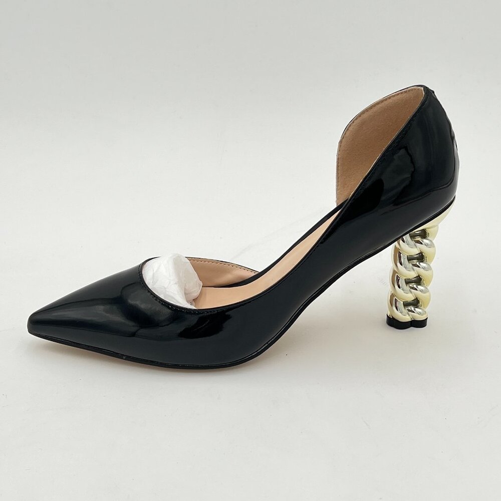 XYD Black D'Orsay High Heels Comfortable Slip-on Pointed Toe Sexy Pumps
